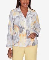 Alfred Dunner Petite Charleston Abstract Watercolor Jacket