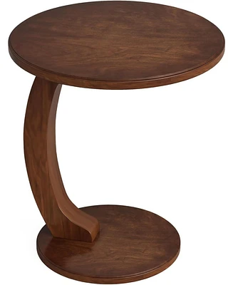 Tribesigns Round End/Side Table, Wooden C-Shaped End Table for Living Room, Bedroom