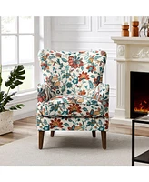 Hulala Home Lammey Comfy Floral Fabric Pattern Armchair with Wingback Design