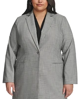 Calvin Klein Plus Heathered Single-Button Notched-Collar Jacket