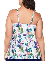 Island Escape Plus Cape Town Tropical-Print Tankini Top, Created for Macy's