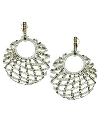 Suzy Levian Sterling Silver Cubic Zirconia Oversized Weaving Dangle Drop Earrings