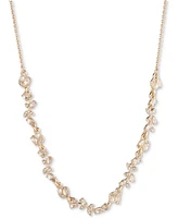Marchesa Gold-Tone Stone Vine Leaf Frontal Necklace, 16" + 3" extender
