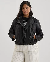 Lauren Ralph Plus Leather Moto Jacket