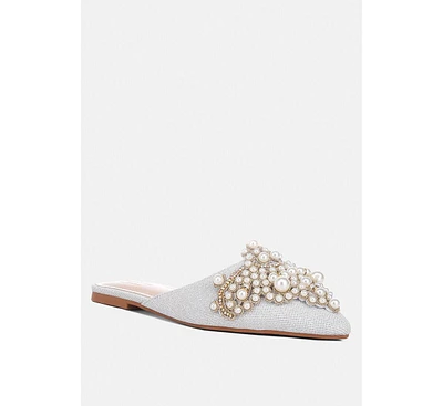 Astre Pearl Embellished Shimmer Mules