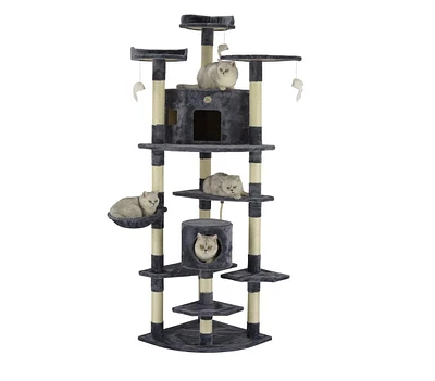 Go Pet Club 80 in. Classic Cat Tree House Furniture with Sisal Scratching Post
