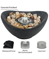 Aoodor Fire Pit Bowl Tabletop Portable Concrete Fireplace Indoor Outdoor