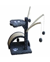 Go Pet Club 22 in. Grey Black Cat Tree Condo Furniture