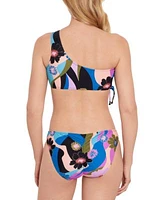 Salt Cove Womens Blooming Wave One Shoulder Bikini Top Hipster Bottoms Created For Macys