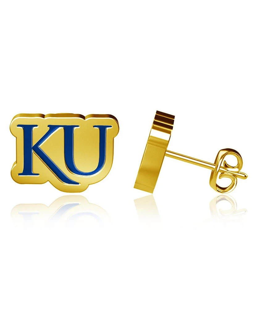 Women's Dayna Designs Kansas Jayhawks Gold-Plated Enamel Post Earrings