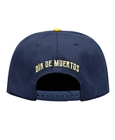 Men's Navy, Gold Club America Flor De Muerto Snapback Hat