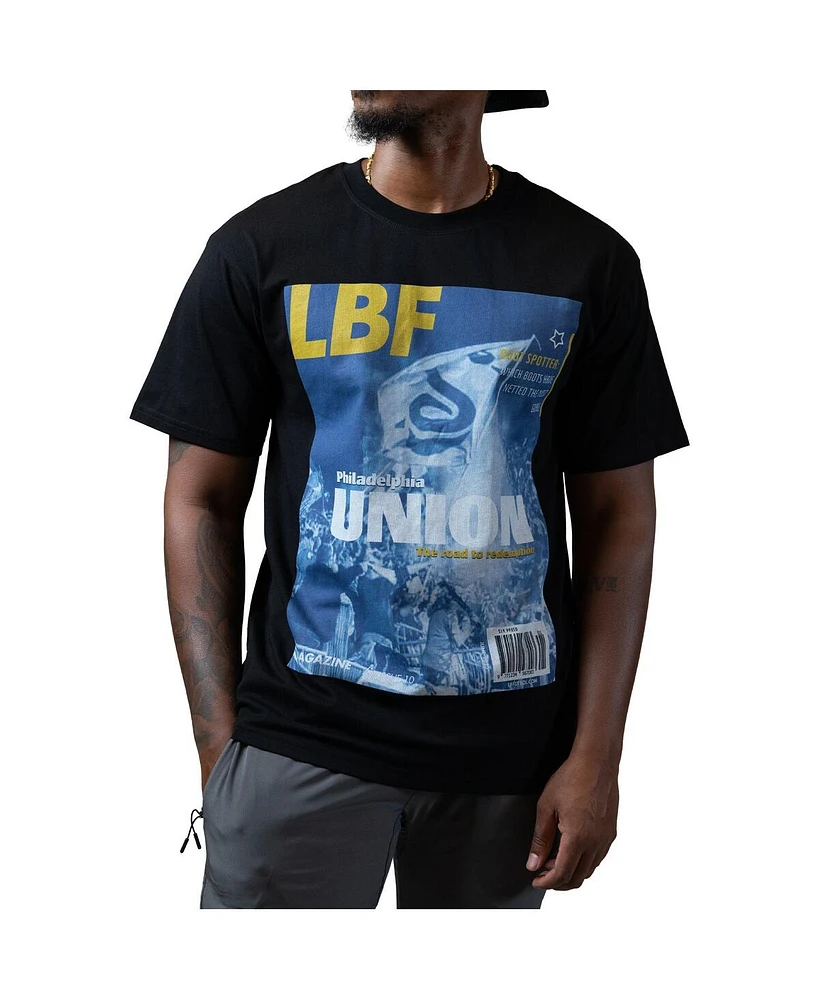 Men's Black Live Breathe Futbol x Philadelphia Union Magazine T-shirt