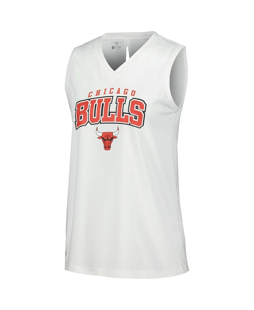 Women's LevelWear White Chicago Bulls Paisley Peekaboo Tank Top