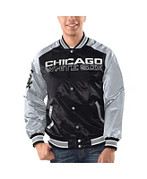 Men's Starter Black, Silver Chicago White Sox Varsity Satin Full-Snap Jacket