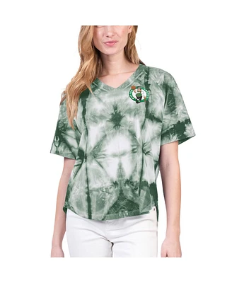 Women's G-iii 4Her by Carl Banks Kelly Green Boston Celtics Tournament Raglan Oversized Tie-Dye V-Neck T-shirt