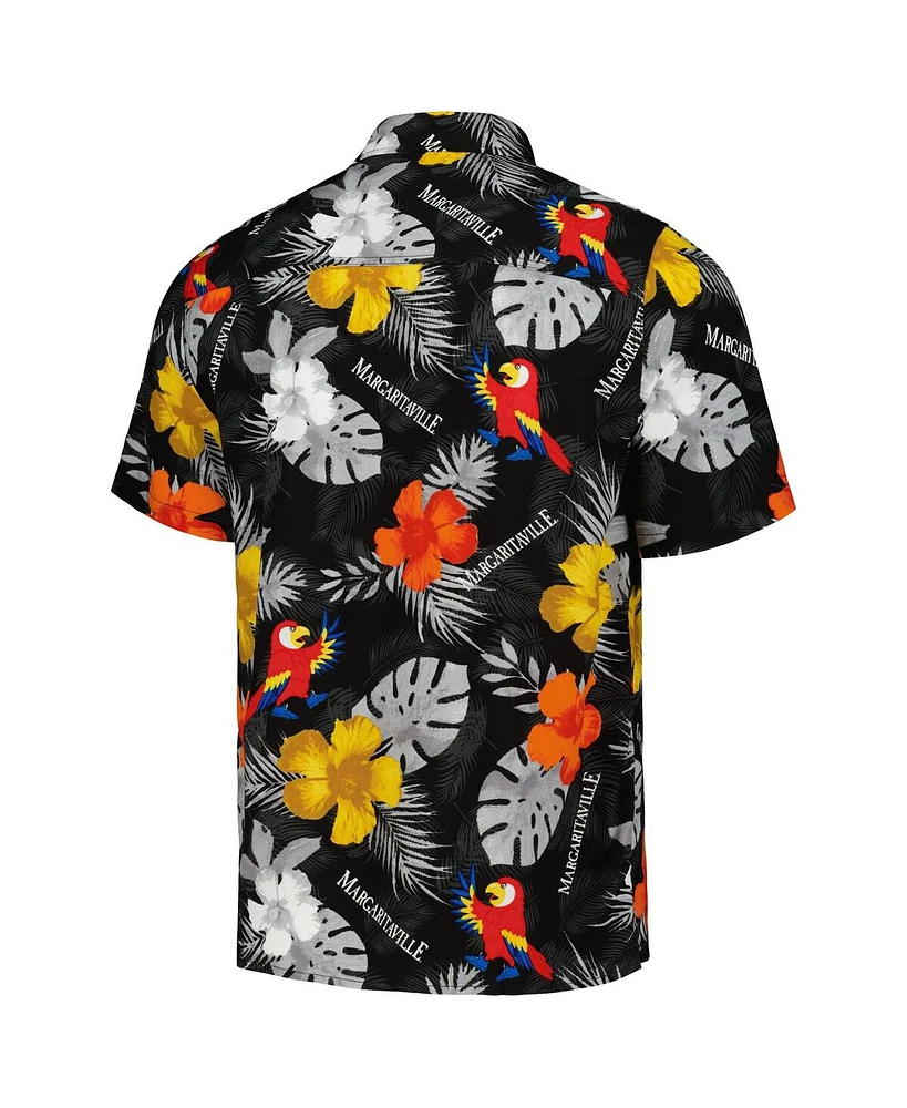 Men's Margaritaville Black Kyle Larson Island Life Floral Party Full-Button Shirt