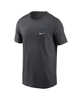 Men's Nike Charcoal Miami Marlins Logo Sketch Bar T-shirt