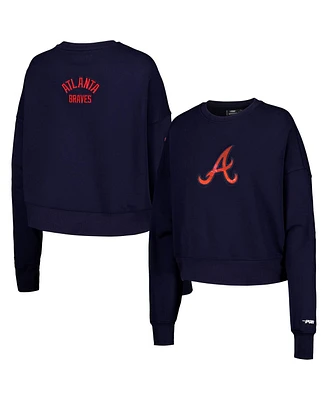 Women's Pro Standard Navy Atlanta Braves Painted Sky Pullover Sweatshirt