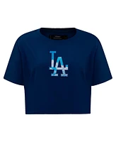 Women's Pro Standard Navy Los Angeles Dodgers Painted Sky Boxy Cropped T-shirt