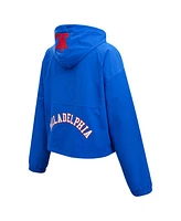 Women's Pro Standard Royal Philadelphia 76ers Classic Wind Woven Cropped Half-Zip Jacket