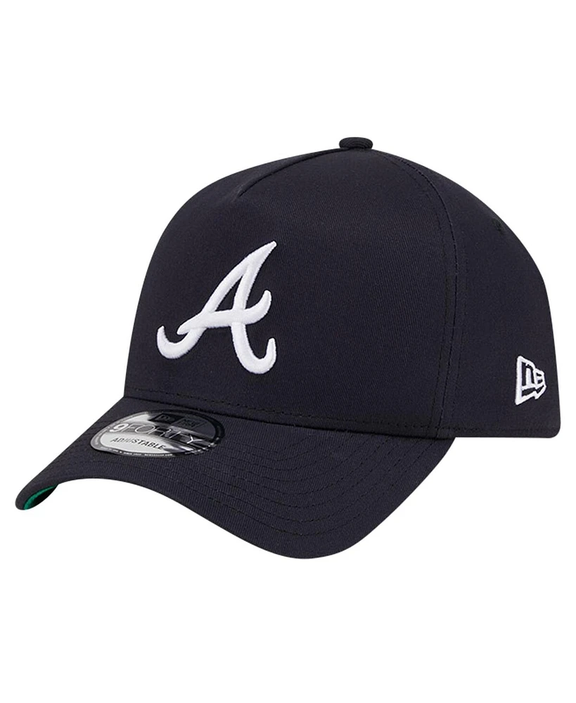Men's New Era Navy Atlanta Braves Team Color A-Frame 9FORTY Adjustable Hat