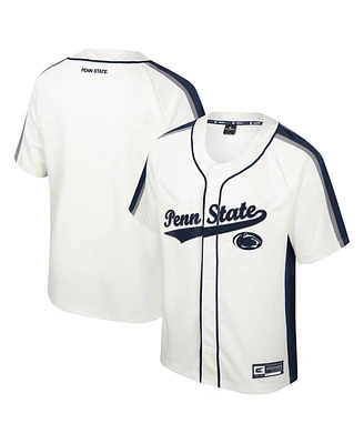 Men's Colosseum Cream Distressed Penn State Nittany Lions Ruth Button-Up Baseball Jersey