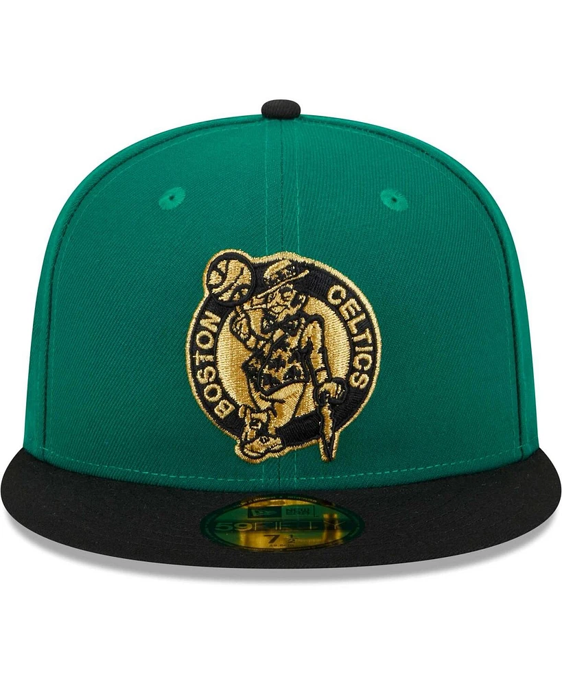 Men's New Era Kelly Green, Black Boston Celtics Gameday Gold Pop Stars 59FIFTY Fitted Hat