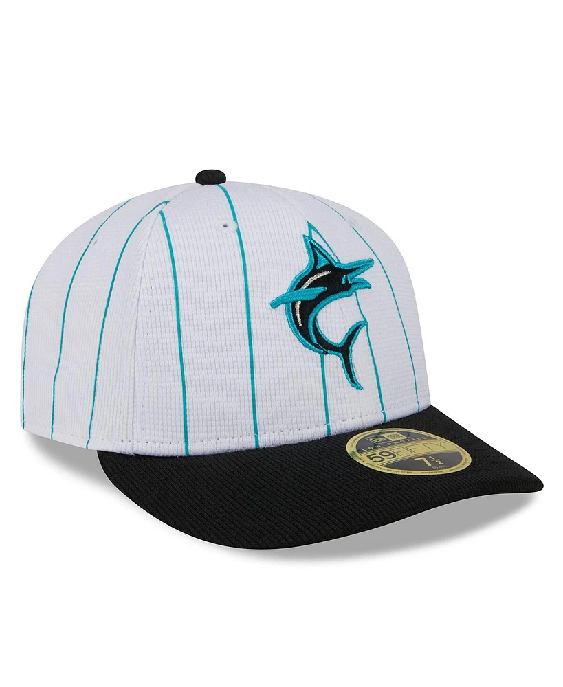 Men's New Era White Miami Marlins 2024 Batting Practice Low Profile 59FIFTY Fitted Hat