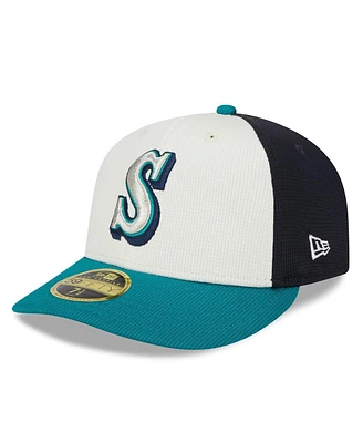 Men's New Era Cream Seattle Mariners 2024 Batting Practice Low Profile 59FIFTY Fitted Hat