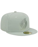 Men's New Era Light Green Portland Trail Blazers Sage Color Pack 59FIFTY Fitted Hat