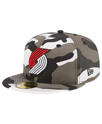 Men's New Era Portland Trail Blazers Snow Camo 59FIFTY Fitted Hat