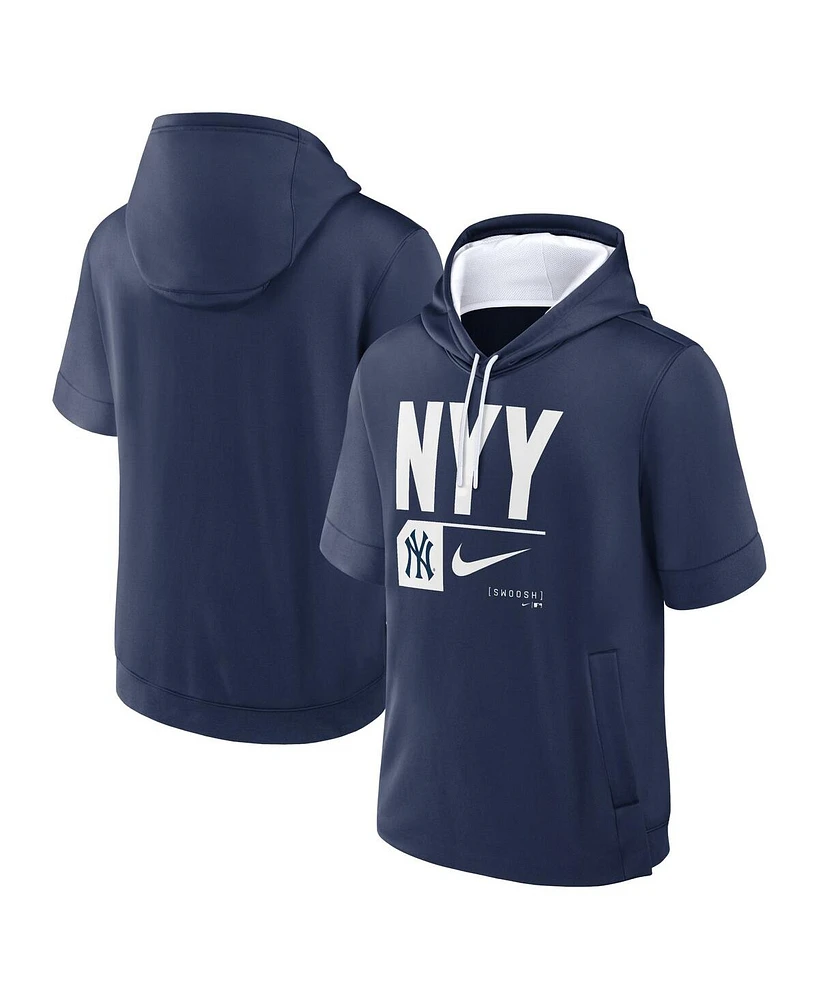 Men's Nike Navy New York Yankees Tri Code Lockup Short Sleeve Pullover Hoodie