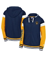 Women's Starter Navy Milwaukee Brewers Homestretch Full-Zip Hoodie