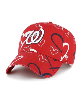 Girls Youth '47 Brand Red Washington Nationals Adore Clean Up Adjustable Hat