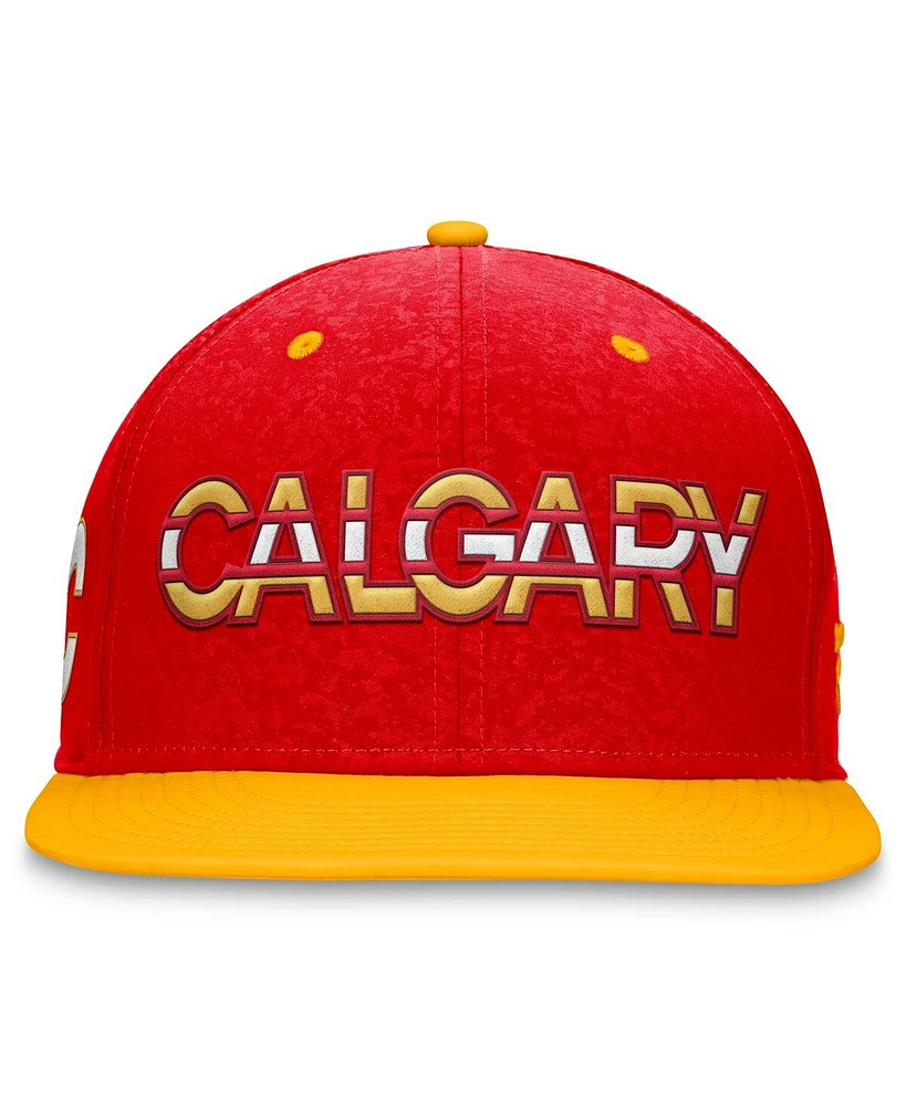 Men's Fanatics Red, Yellow Calgary Flames Authentic Pro Rink Two-Tone Snapback Hat