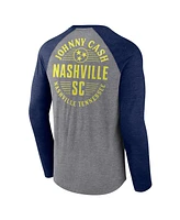 Men's Fanatics Heather Gray Nashville Sc x Johnny Cash Lines Tri-Blend Raglan Long Sleeve T-shirt