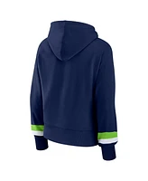 Women's Fanatics College Navy Seattle Seahawks Over Under Pullover Hoodie