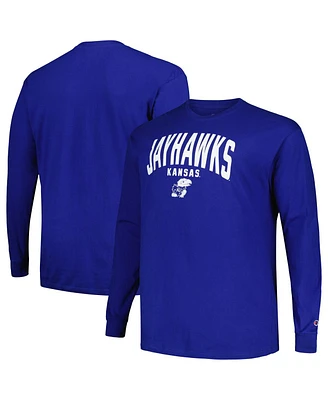 Men's Champion Royal Kansas Jayhawks Big and Tall Arch Long Sleeve T-shirt