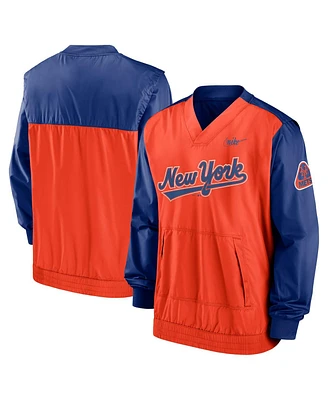 Men's Nike Royal, Orange New York Mets Cooperstown Collection V-Neck Pullover Windbreaker
