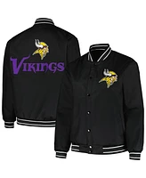 Women's Jh Design Black Minnesota Vikings Plus Size Full-Snap Jacket