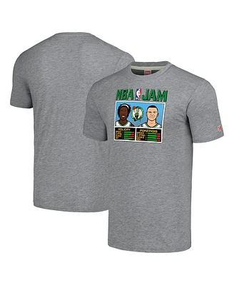 Men's and Women's Homage Jrue Holiday and Kristaps Porzingis Gray Boston Celtics Nba Jam Tri-Blend T-shirt