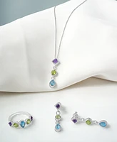 Multi-Gemstone (1 ct. t.w.) 18" Lariat Necklace in Sterling Silver