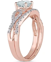 Aquamarine (5/8 ct. t.w.) & Diamond (1/6 Infinity Bridal Set 10k Rose Gold