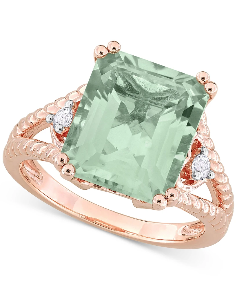 Green Quartz (5-1/2 ct. t.w.) & White Topaz (1/20 Statement Ring 18k Rose Gold-Flash Sterling Silver