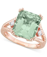 Green Quartz (5-1/2 ct. t.w.) & White Topaz (1/20 Statement Ring 18k Rose Gold-Flash Sterling Silver