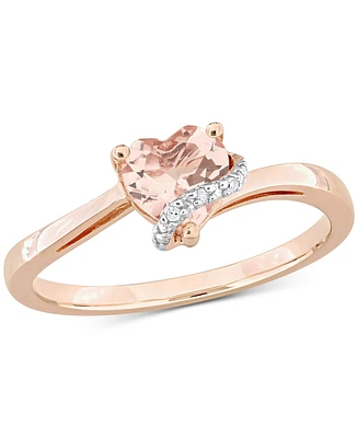Morganite (5/8 ct. t.w.) & Diamond Accent Heart Ring 18k Rose Gold Flash-Plated Sterling Silver