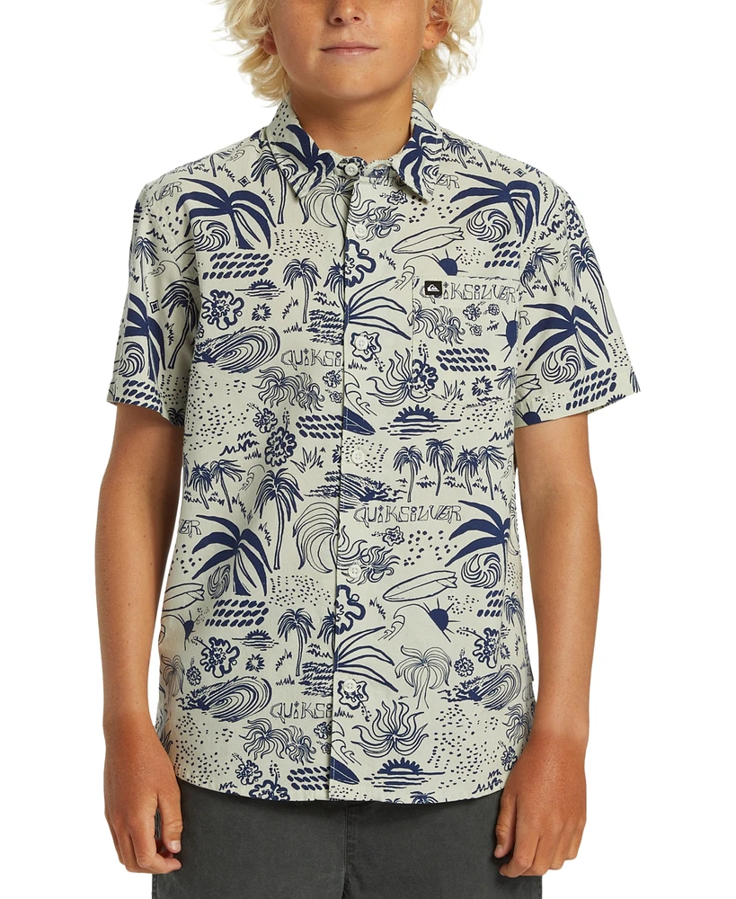 Quiksilver Big Boys Apero Flow Cotton Classic Short-Sleeve Woven Shirt