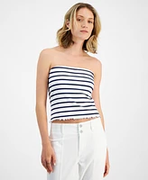 Rebellious One Juniors' Stripe-Print Straight-Neck Tube Top