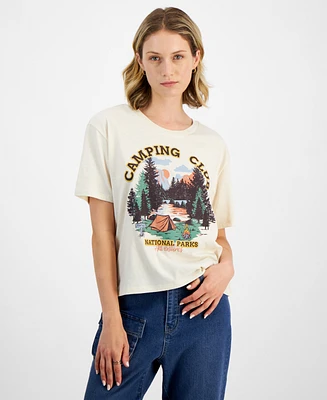 Rebellious One Juniors' Camping Club Graphic T-Shirt