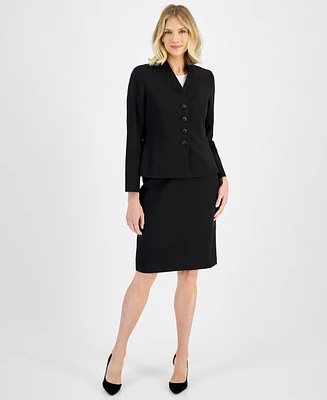 Le Suit Stand-Collar Pencil Skirt Suit, Regular & Petite